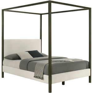 Monroe Upholstered Canopy Bed Vanilla - Queen