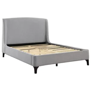 Mosby Upholstered Curved Headboard Eastern Platform Bed Light Grey - King