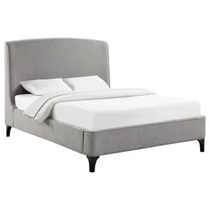 Mosby Upholstered Curved Headboard Eastern Platform Bed Light Grey - King
