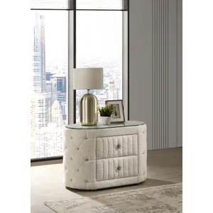 Sonya 2-Drawer Upholstered Nightstand Bedside Table Ivory