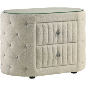 Sonya 2-Drawer Upholstered Nightstand Bedside Table Ivory