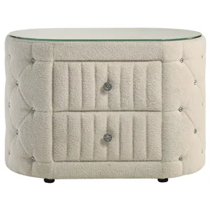 Sonya 2-Drawer Upholstered Nightstand Bedside Table Ivory