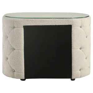 Sonya 2-Drawer Upholstered Nightstand Bedside Table Ivory