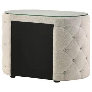 Sonya 2-Drawer Upholstered Nightstand Bedside Table Ivory