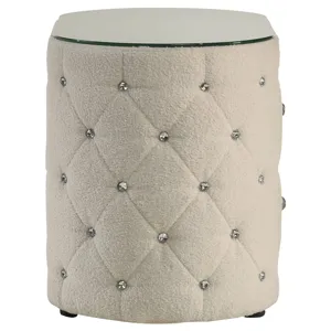 Sonya 2-Drawer Upholstered Nightstand Bedside Table Ivory