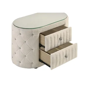 Sonya 2-Drawer Upholstered Nightstand Bedside Table Ivory