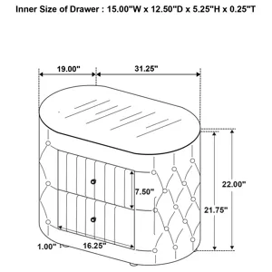 Sonya 2-Drawer Upholstered Nightstand Bedside Table Ivory
