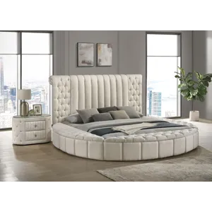 Sonya 2-Drawer Upholstered Nightstand Bedside Table Ivory