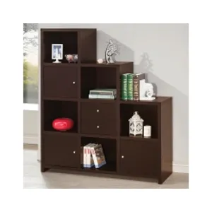 Bookcases Asymmetrical Bookshelf with Cube Storage Compartments