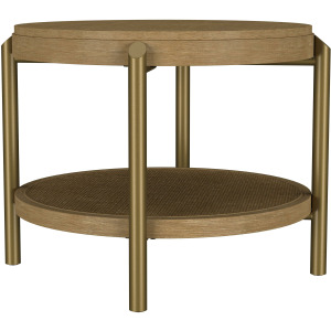 Arini Round End Side Table With Storage Shelf Sand Wash