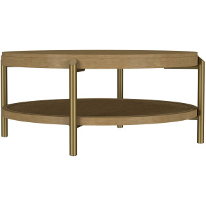 Arini Round Coffee Table With Storage Shelf Sand Wash