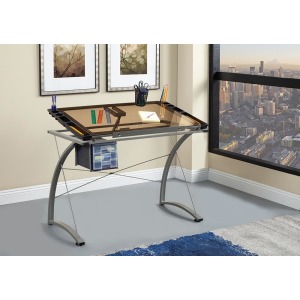 Contemporary Glass Top Drafting Desk
