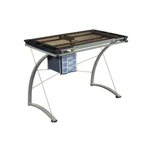 Contemporary Glass Top Drafting Desk