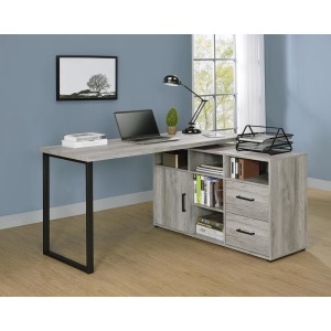 Hertford L Shape Office Desk Storage Grey Driftwood