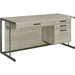 Loomis 60-Inch 4-Drawer Computer Desk Whitewashed Grey