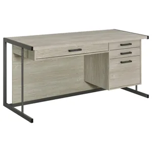 Loomis 60-Inch 4-Drawer Computer Desk Whitewashed Grey