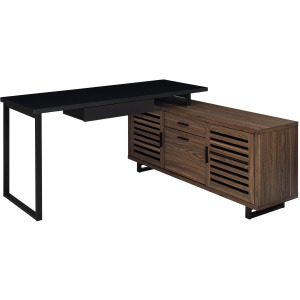 Maddox 60-inch L-Shape Office Computer Desk Black and Walnut