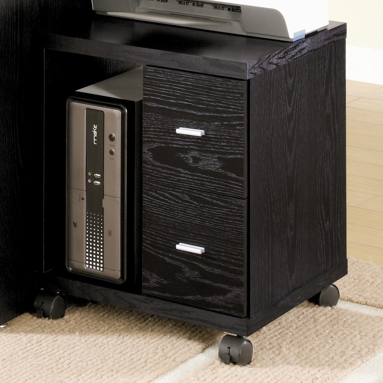 Russell 2 Drawer Cpu Stand Black Oak 800822 by Coaster Furniture at