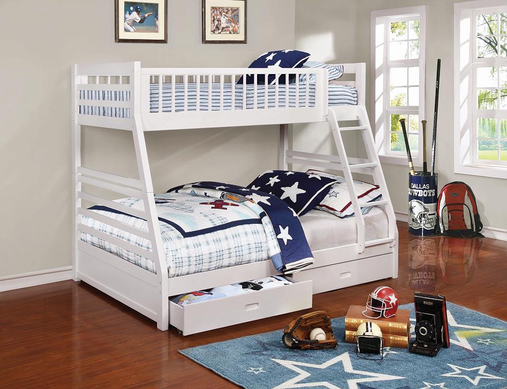 Ashton Over 2 Drawer Bunk Bed White Twin/Full 460180 by Coaster