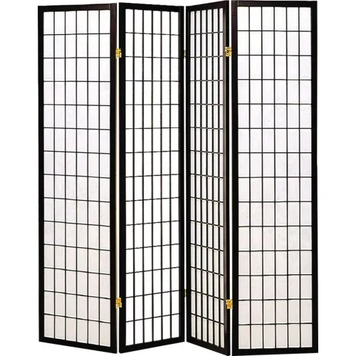 Roberto 4 Panel Folding Screen Black White