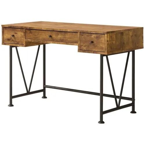 Analiese 3 Drawer Writing Desk Antique Nutmeg Black