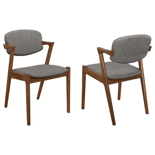 Malone Dining Side Chairs Grey Dark Walnut (Set Of 2)