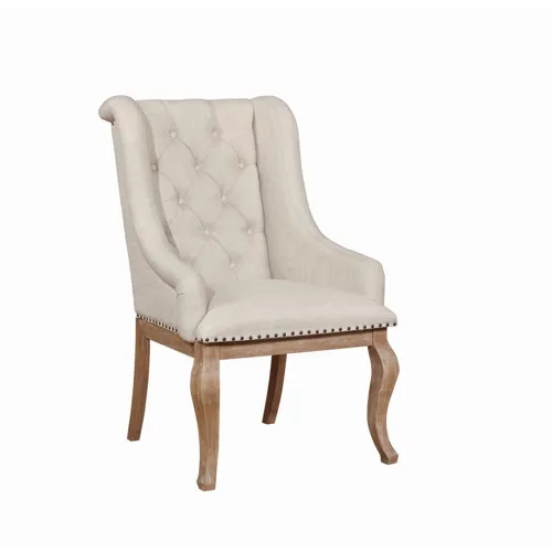 Brockway Cove Tufted Arm Chairs Cream Barley Brown (Set Of 2)