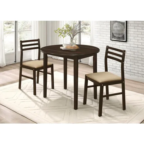 Bucknell 3 Piece Dining Set Drop Leaf Cappuccino Tan