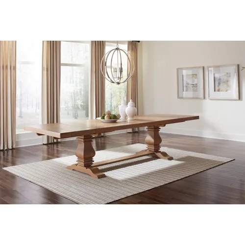 Florence Double Pedestal Dining Table Rustic Smoke
