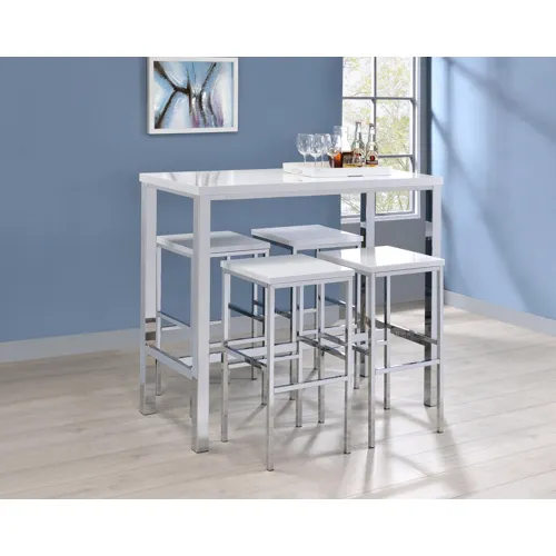 Natividad 5 Piece Bar Set White High Gloss Chrome