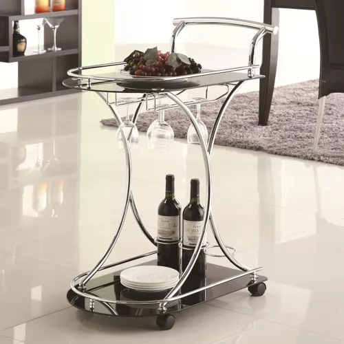 Elfman 2 Shelve Serving Cart Chrome Black
