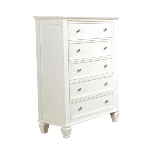 Sandy Beach 5 Drawer Rectangular Chest White