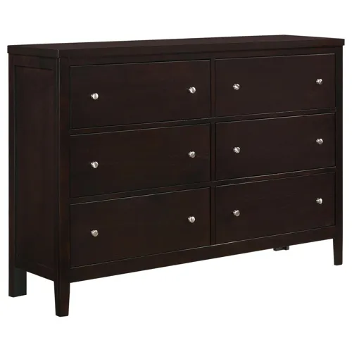 Carlton 6 Drawer Rectangular Dresser Cappuccino