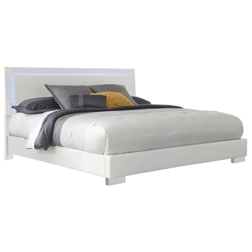 Felicity Eastern Panel Bed Led Lighting Glossy White - King