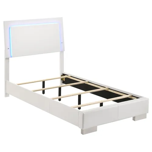 Felicity Panel Bed Led Lighting Glossy White - Twin