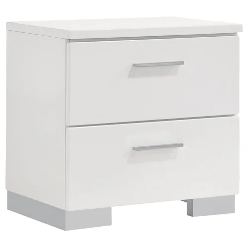 Felicity 2 Drawer Nightstand Glossy White