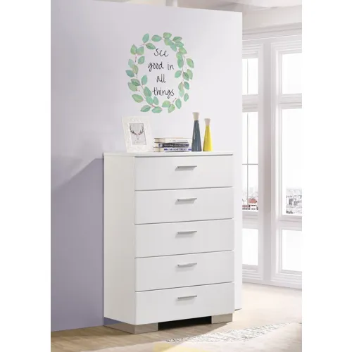 Felicity 5 Drawer Chest Glossy White