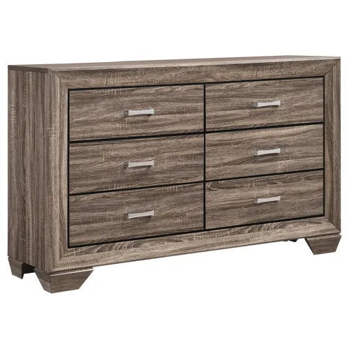 Kauffman 6 Drawer Dresser Washed Taupe