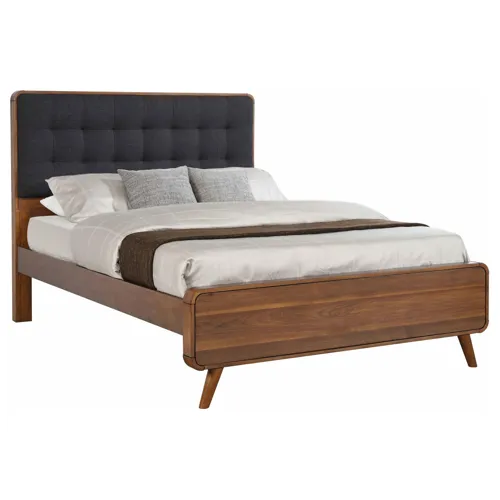 Robyn Bed Upholstered Headboard Dark Walnut - Queen