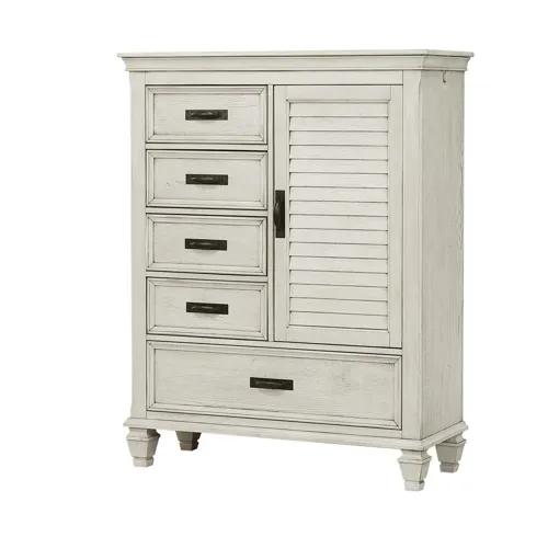 Franco 5 Drawer Door Chest Antique White