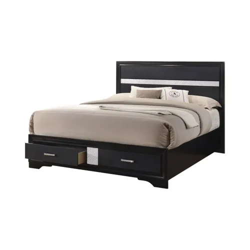 Miranda 2 Drawer Storage Bed Black - Queen
