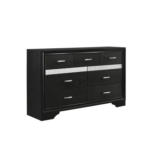 Miranda 7 Drawer Dresser Black Rhinestone
