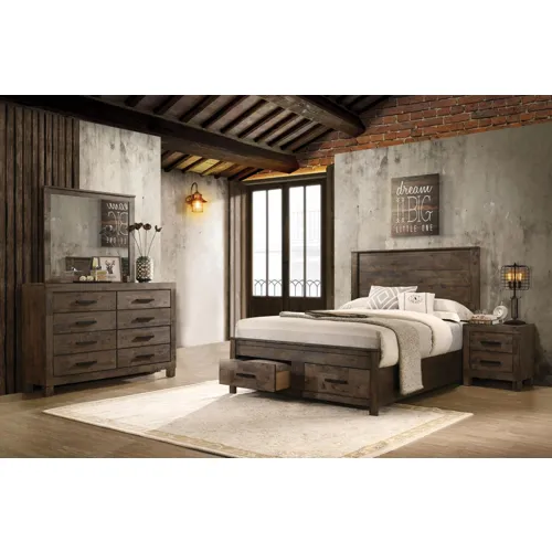 Woodmont 4 Piece Platform Bedroom Set Rustic Golden Brown - Queen