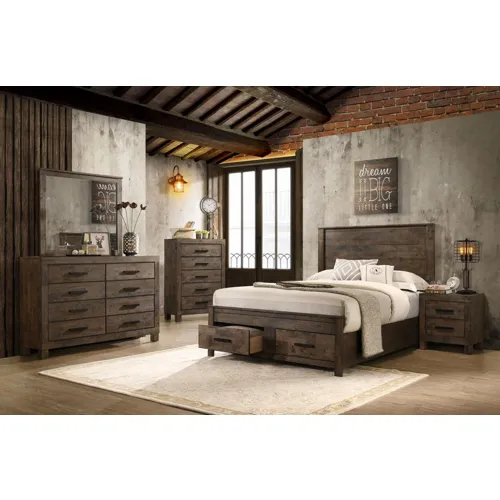 Woodmont 5 Piece Platform Bedroom Set Rustic Golden Brown - Queen