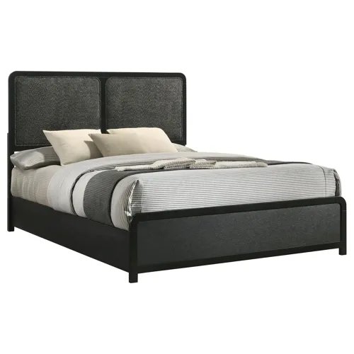 Cavelle 51-Inch Upholstered Bed Black - Queen