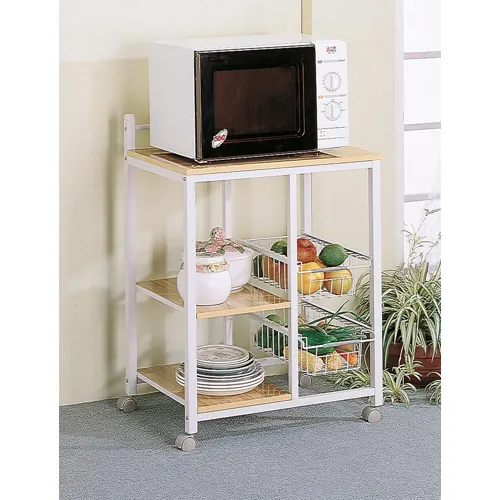 Kelvin 2 Shelf Kitchen Cart Natural Brown White
