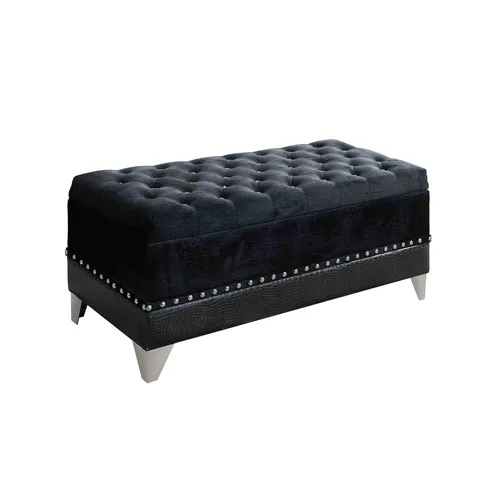 Barzini Tufted Rectangular Trunk Nailhead Black