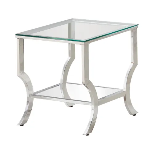 Saide Square End Table Mirrored Shelf Chrome