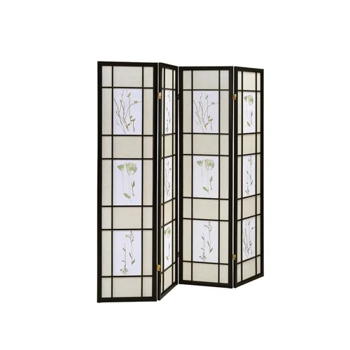 Catabella 4 Panel Floral Print Folding Screen Multi Color