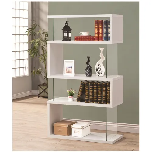 Emelle 4 Tier Bookcase White Clear